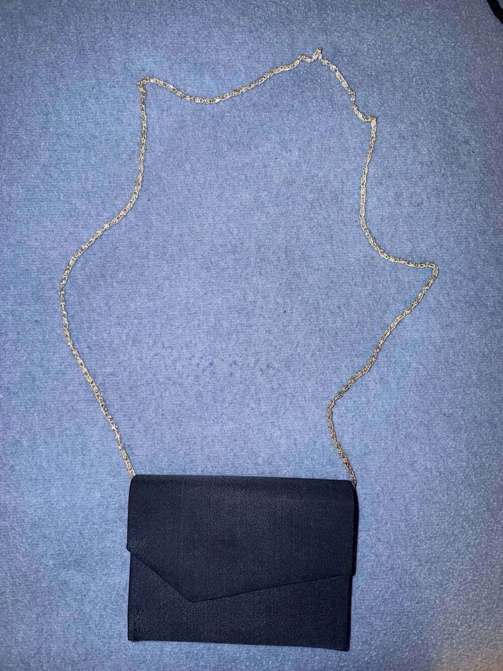 Valerie Stevens Black Envelope Evening Clutch Chain Shoulder Bag
